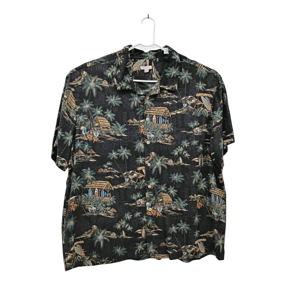 Merona Hawaiian Tropical Surfer Cocktail Shirt Soft Short Sleeve Button Mult XXL
